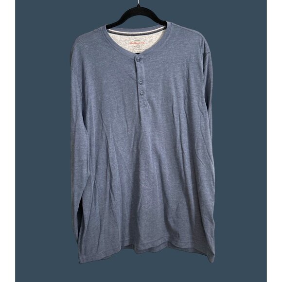 Weatherproof Vintage Mens Long Sleeve Henley Shirt XL Blue Cotton/Polyester - Picture 1 of 6